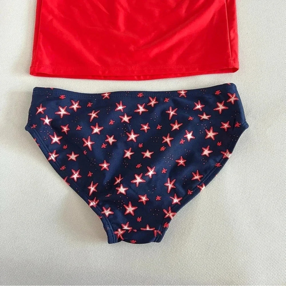 Oh My Stars Red/Blue Tankini Cat & Jack Girls Swimsuit 2 Piece Set Size Medium - Picture 6 of 7